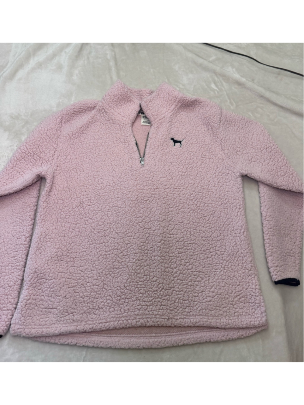 Women's Victoria's Secret PINK Sherpa Quarter-Zip Sweatshirt Pink Size M